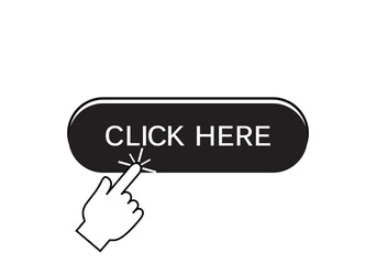 Click here button isolated on white background. Trendy click here button for web site, app, label, banner, sticker, design template, icon and logo. Business concept, vector illustration