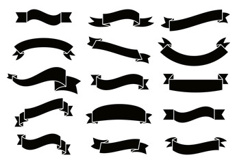 Banners and ribbons set isolated on white background. Collection of trendy banners and ribbons for web site, tag, label, sticker, and badge. Creative art concept, vector illustration