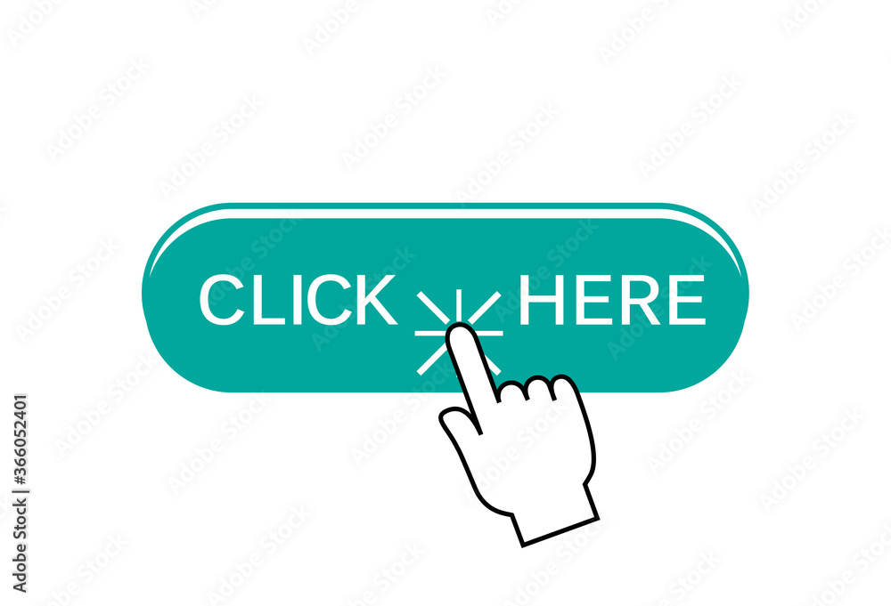 Poster click here button isolated on white background. trendy click here button for web site, app, label, b