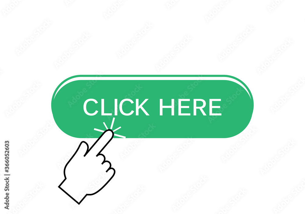 Aufkleber click here button isolated on white background. trendy click here button for web site, app, label, b