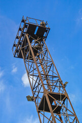 Fototapeta na wymiar Old metal rusty observation tower