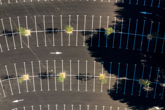 Drone view of an empty parking