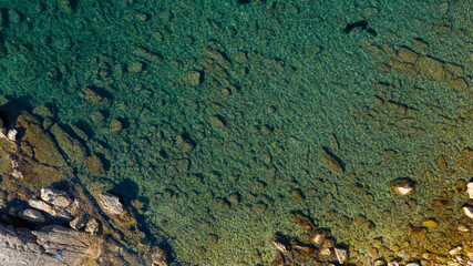 Reverse view of transparent sea water