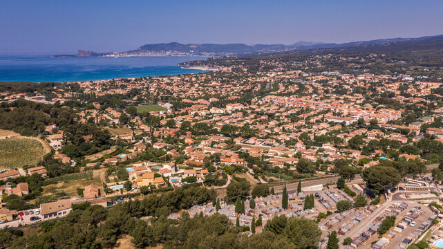 Panoramic view of a city, cuers, var