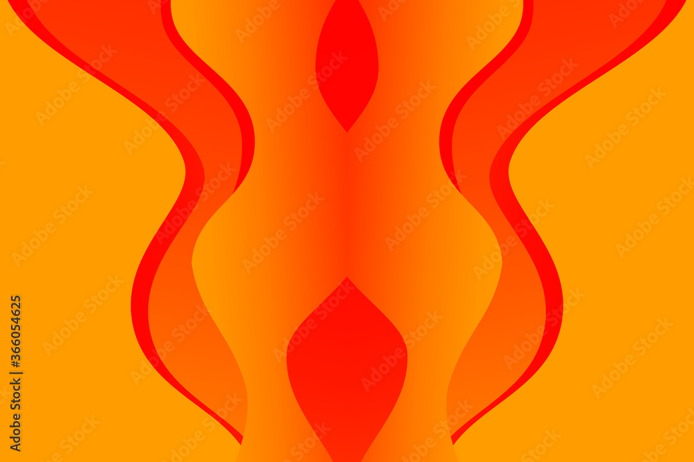 Poster burn. fire. flame. abstract orange and red wavy background with curve lines.