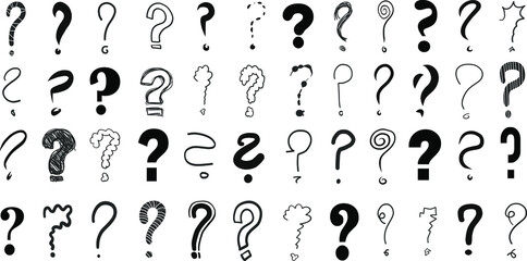 Question marks interrogation point query sign symbol icon hand drawing vector illustrations 