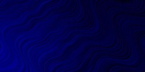 Dark BLUE vector background with curved lines. Illustration in halftone style with gradient curves. Pattern for ads, commercials.