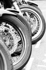 Close up of motorbike wheels
