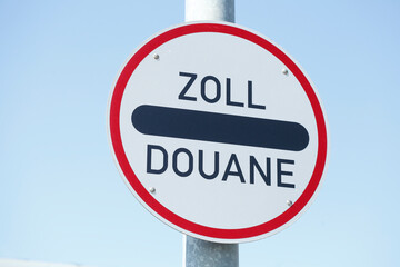 Schild  Zoll, Douane, Grenzschild, Deutschland, Europa