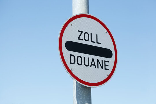 Schild  Zoll, Douane, Grenzschild, Deutschland, Europa