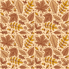 Seamless pattern with summer elements. Creative vector texture with leaf