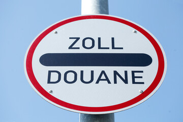 Schild  Zoll, Douane, Grenzschild, Deutschland, Europa