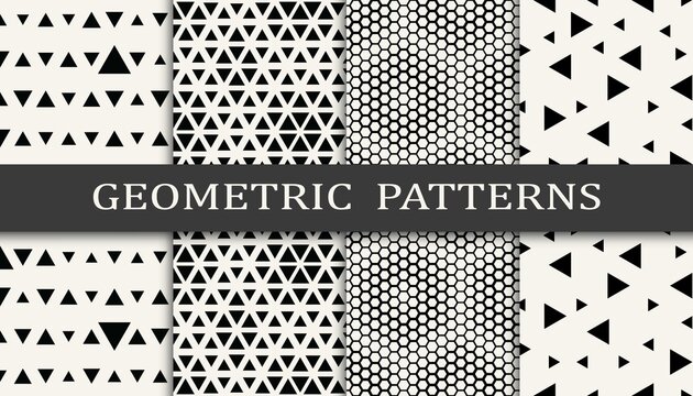 Set of geometric seamless patterns. Abstract halftone graphic design pattern. Seamless halftone pattern.
