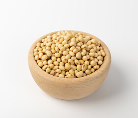 Raw dehydrated soybeans isolated on white background
