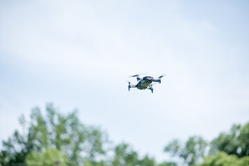 green grass in the sky.  Drone in the sky
