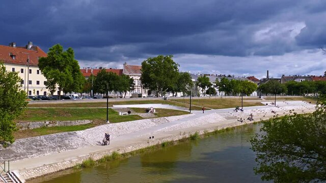Downtown of GDowntown of Győr with the river R&aacute;ba in Hungaryyőr with the river R&aacute;ba in Hungary