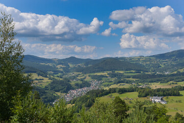 Naklejka premium Blick vom Tour de Faudé oberhalb von Orbey in den Vogesen