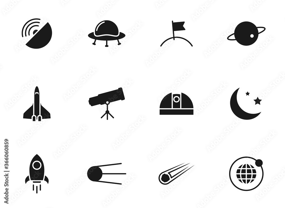 Poster space glyph vector icons isolated on white. space icon set for web design, mobile app, user interfac