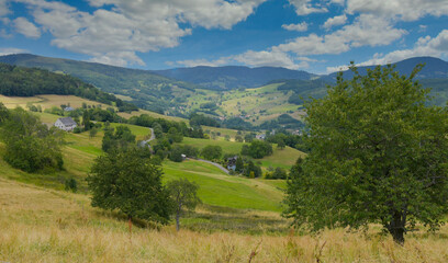 Fototapeta na wymiar Vogesenlandschaft oberhalb von Orbey im Elsass