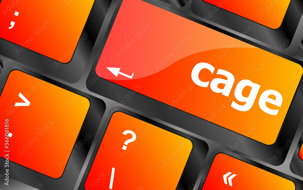Poster cage key on computer keyboard keys button