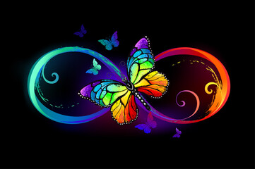 Obraz na płótnie Canvas Infinity with rainbow butterfly