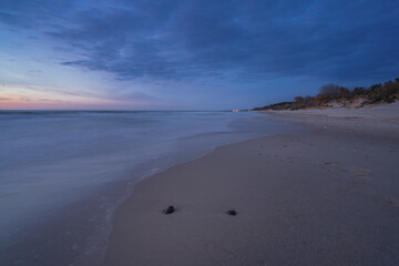 calm sea after sunset, long exposure