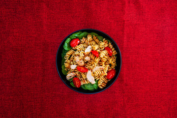 fusilli chicken roasted italian cheese with basil and parmesan sauce