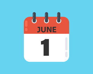 Flat calendar icon with a date. First day of summer. Simple vector icon.