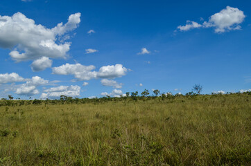 Fototapeta premium View of the mountains across the horizon near a small town in Brazil. This city call Carrancas.
