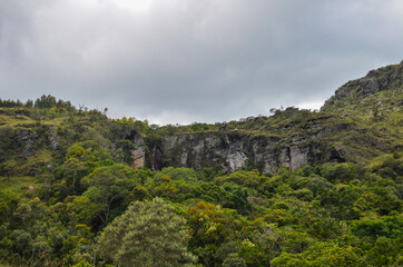 View of the mountains across the horizon near a small town in Brazil. This city call Carrancas.
