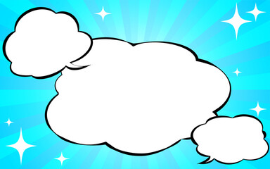 背景素材：キラキラした集中線の背景とポップな吹き出しのイラスト