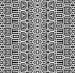 Intricate geometric pattern in classic black and white seamless pattern vector background.
