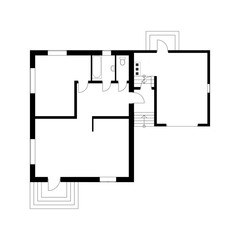 Black and White floor plan of a modern suburban house. Vector blueprint. Unfurnished floor plan for your design.