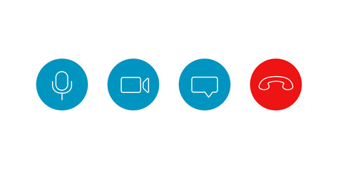 Video call icons collection. Simple set for social communication app. Interface icons. Vector illustration