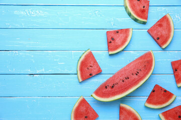 Top view watermelon slice is summer fruits. Suitable for making fruit juices refreshed with copy space.