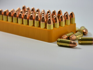 pistol ammunition box on white background.