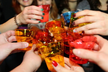hands with champagne