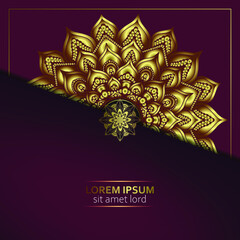 Luxury gold mandala ornate background for wedding invitation, book cover