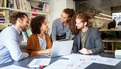 Fototapeta premium Collaboration and analysis by business people working in office