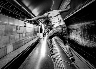 Skater in subway