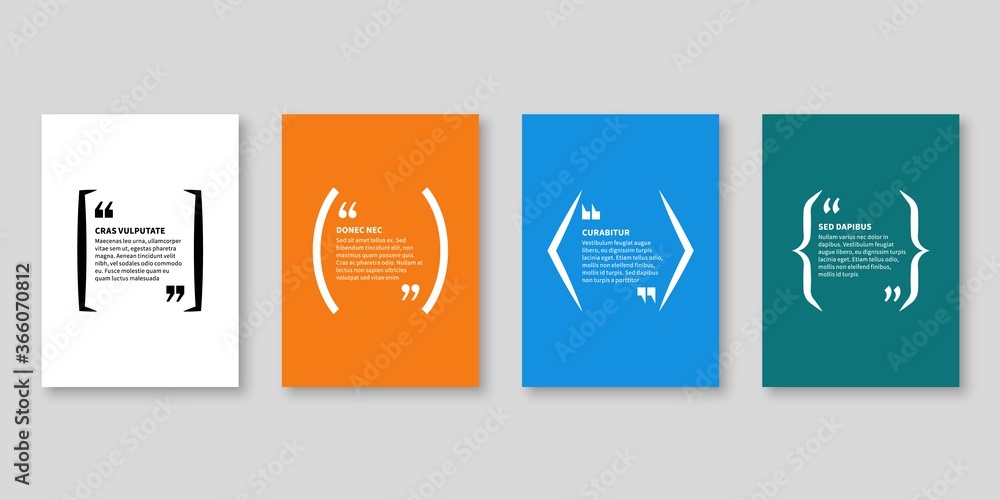 Aufkleber quote frames. textbox, bubble shape with quotation for blog memo phrase and title message. citation 