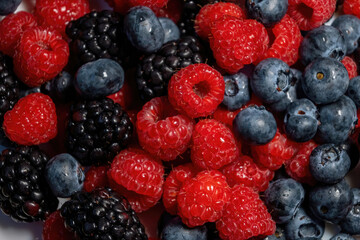 Blueberry raspberry and blackberry patterned background material