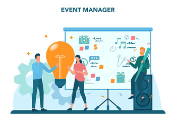 Event manager or service concept. Celebration or meeting