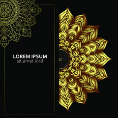 Luxury gold mandala ornate background for wedding invitation, book cover