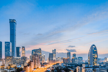 Night view of Beijing CBD city skyline in China