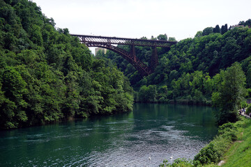 Italy, Lombardy, along the Adda river, the Bridge of Paderno d'Adda