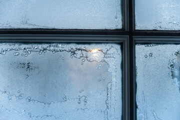 Frost in the corner of a windowpane