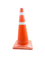 Orange traffic cone road for safety and  warning on white background with clipping path.