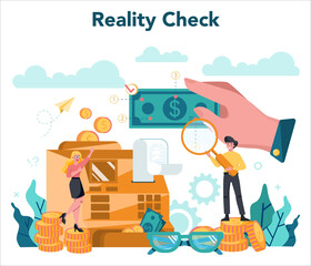 Cashier concept. Worker behind the cashier counter in the