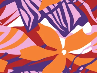  Abstracte bloemencollageachtergrond. Helder kleurrijk naadloos vectorpatroon © IMR
